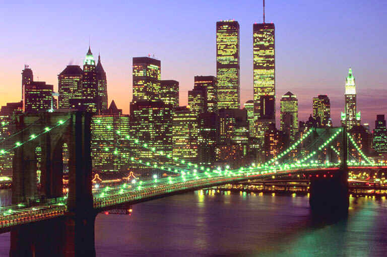 Brooklyn Bridge and New York City at Dusk